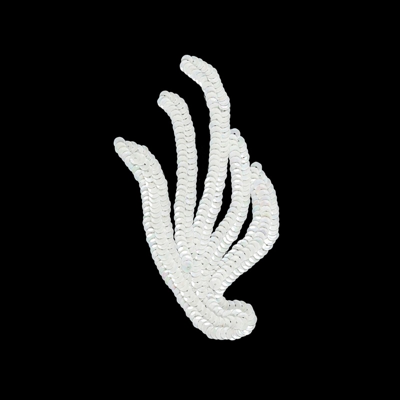 Vintage White Sequined Abstract Left Side Applique – 5.25″ x 3.625″