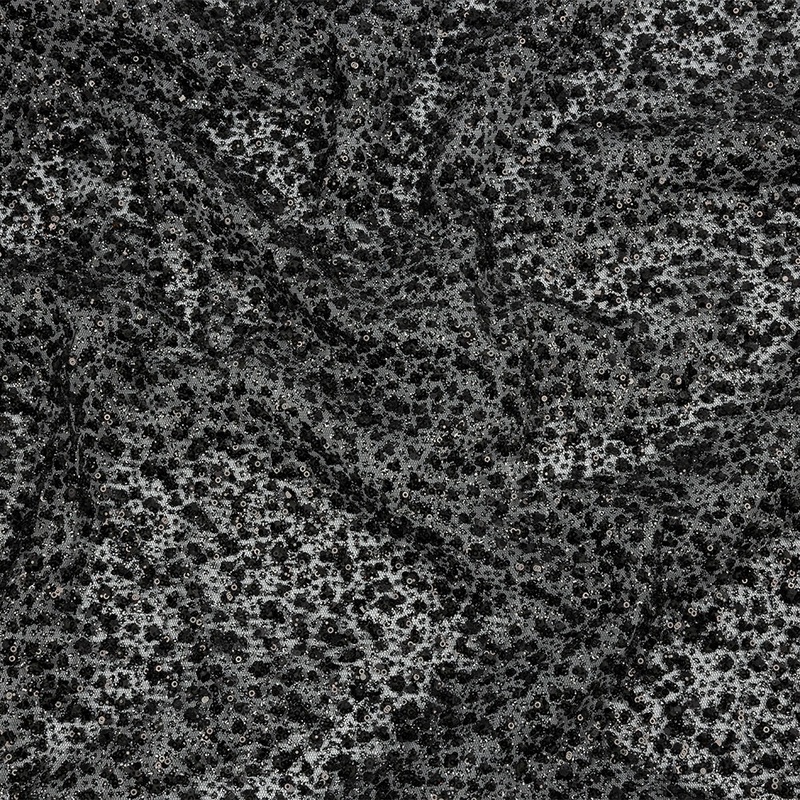 3D Glitter Tulle – Black Puffy Spots