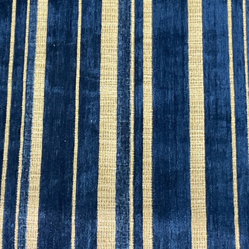 Burch Fabrics Chase Royal Blue Chenille Stripe Upholstery Fabric Order Product