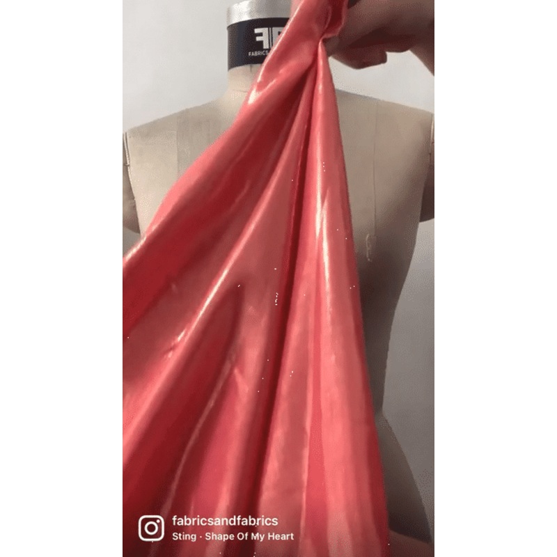 Foil Printed Linen – Coral / Gold Fabric by the Yard