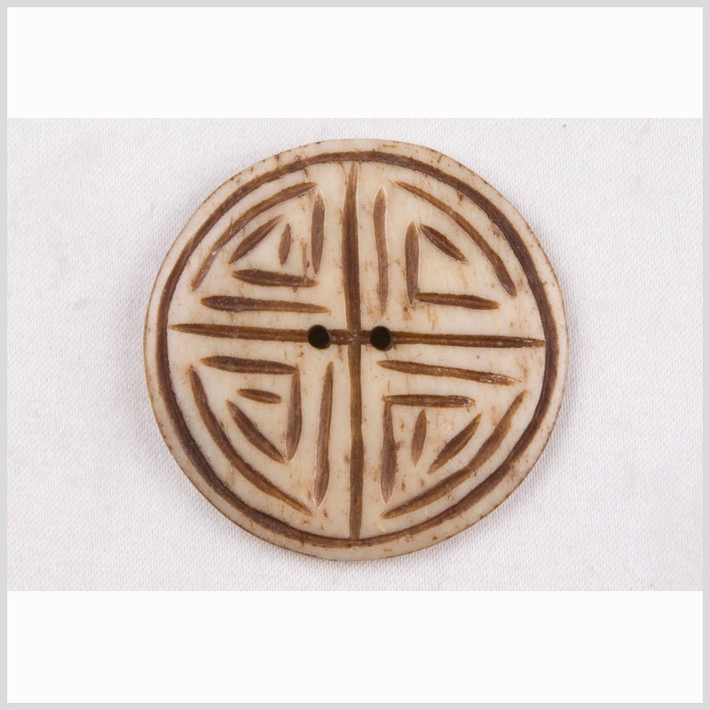 Natural Bone Primitive Pattern 2-Hole Button – 54L/34mm