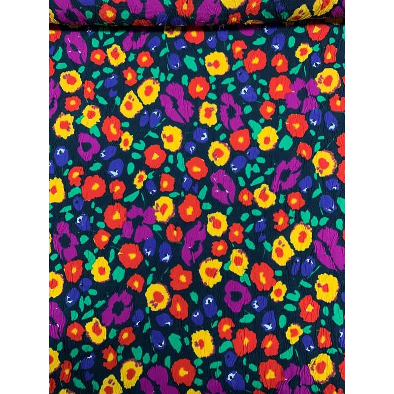 Swiss Floral and Ruched Printed Cotton Jacquard – Multicolor Fabric by the Yard