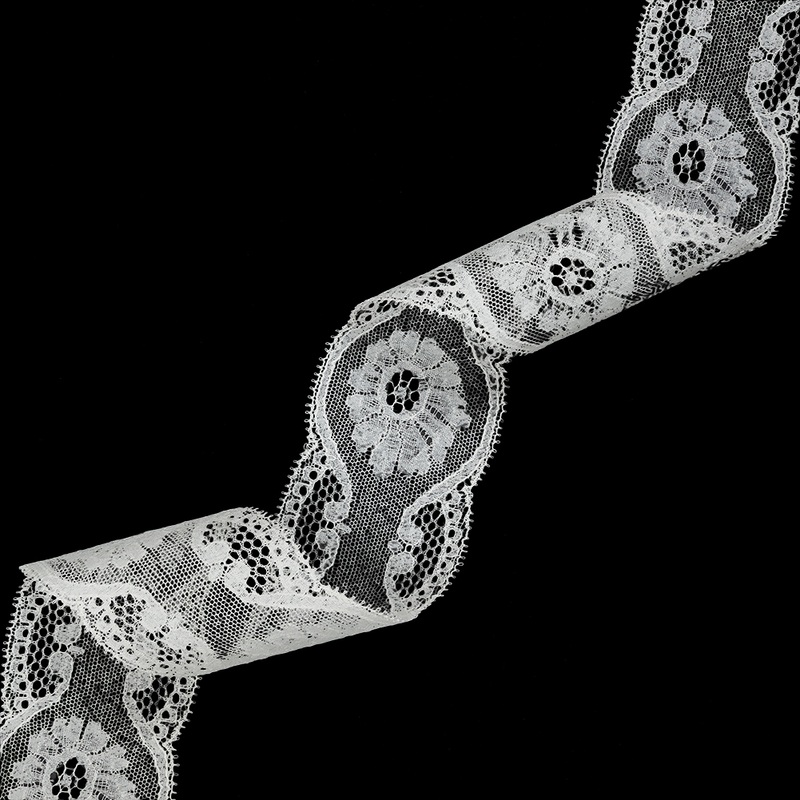 White Floral Lace Trim with Tiny Picot Edging – 2.125″