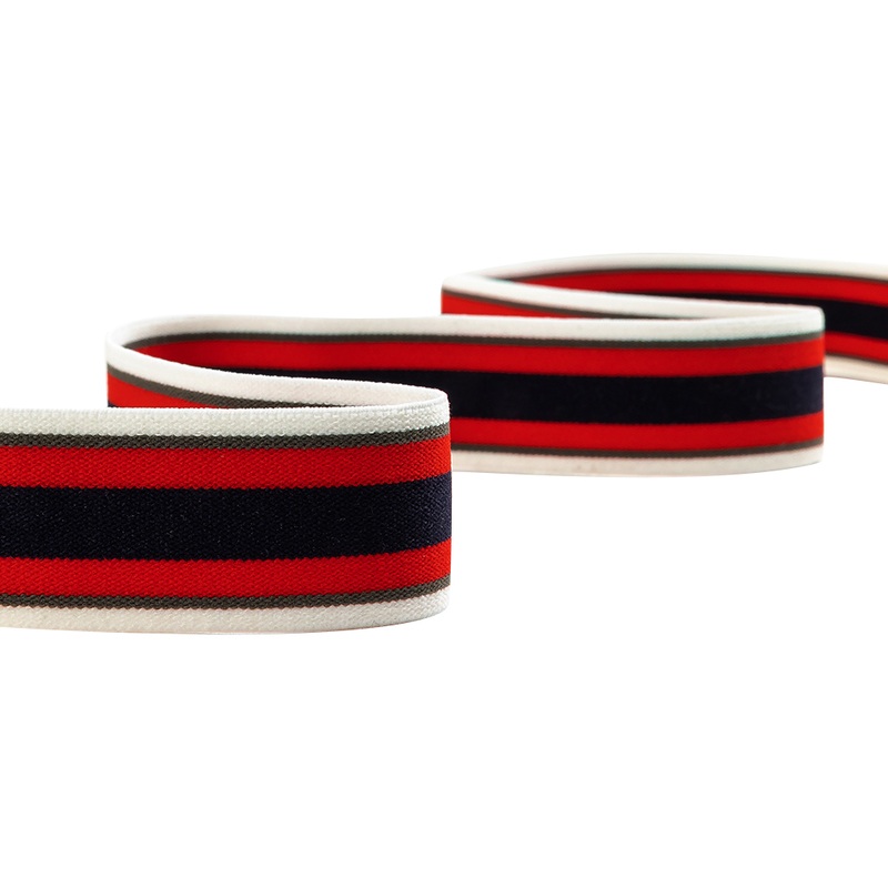 Black, Red and Green Striped Elastic Trim – 1.25″