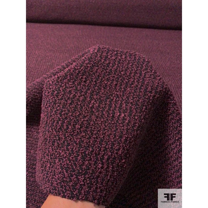 Italian Boucle Textured Jacket Weight Suiting – Mauve / Black Fabric by the Yard