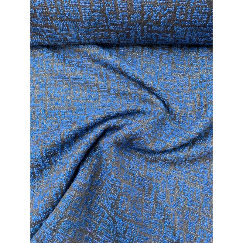 Italian Novelty Tweed with Blue Lurex Suiting – Royal Blue / Plum Fabric by the Yard