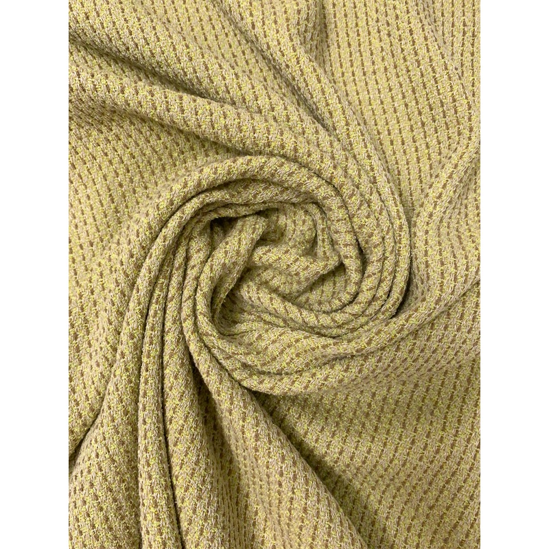 Italian Soft Spongy Tweed Suiting – Dusty Chartreuse / Brown / Beige Fabric by the Yard