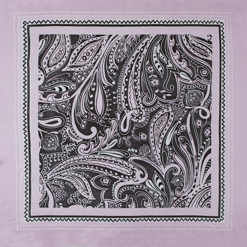 Lilac and Brown Paisley Border Printed Panel