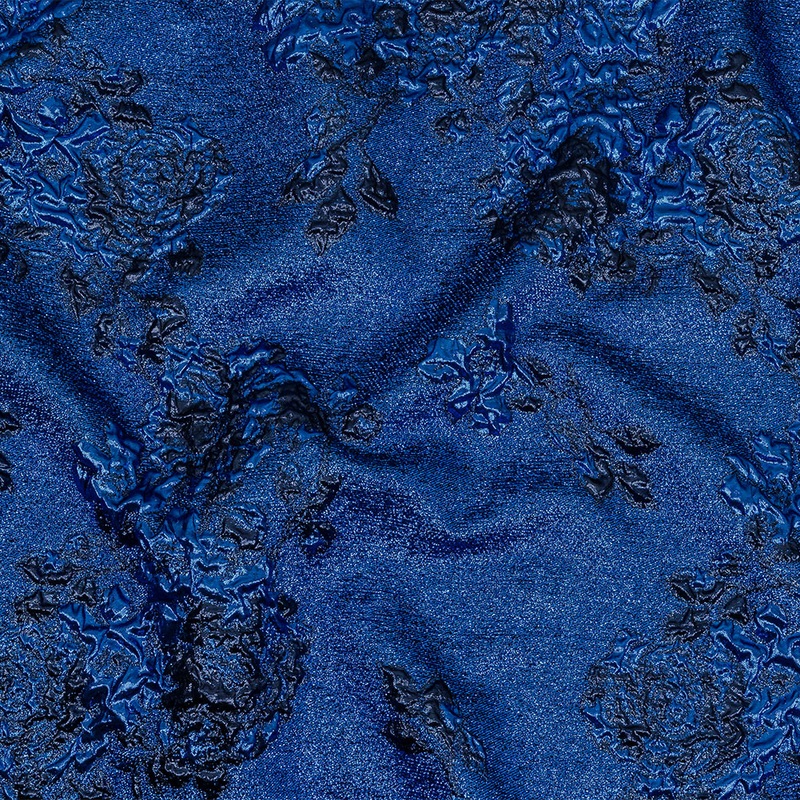 Metallic Cobalt and Navy Floral Luxury Brocade