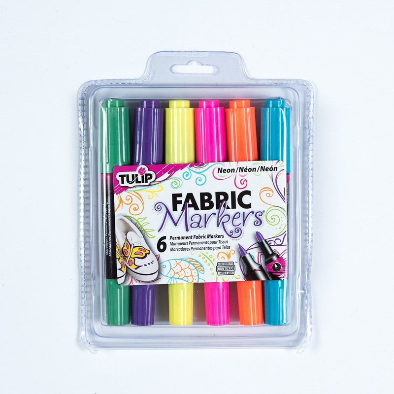 Tulip Dual Tip Neon Color Fabric Markers – 6-Pack