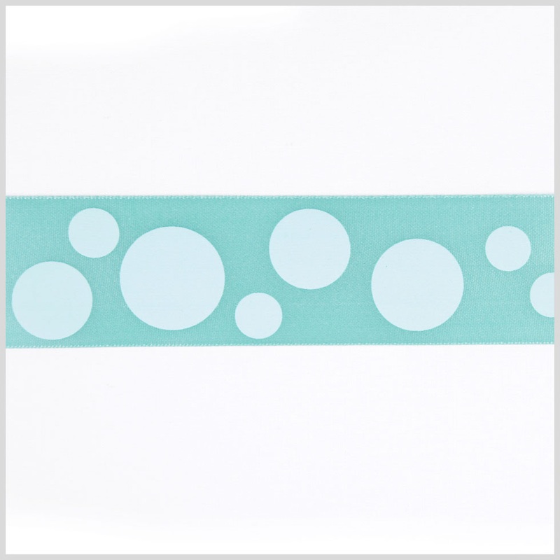 1.5″ Aquamarine/Aqua Polka Dot Satin Ribbon