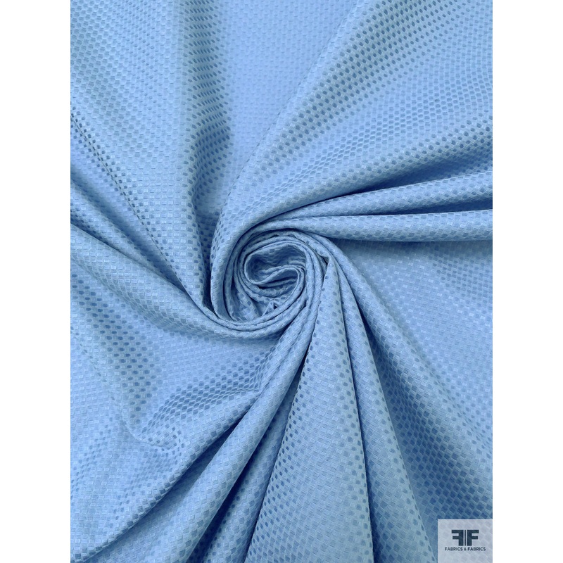 Made in Switzerland Small Geometric Design Brocade – Carolina Blue Fabric by the Yard