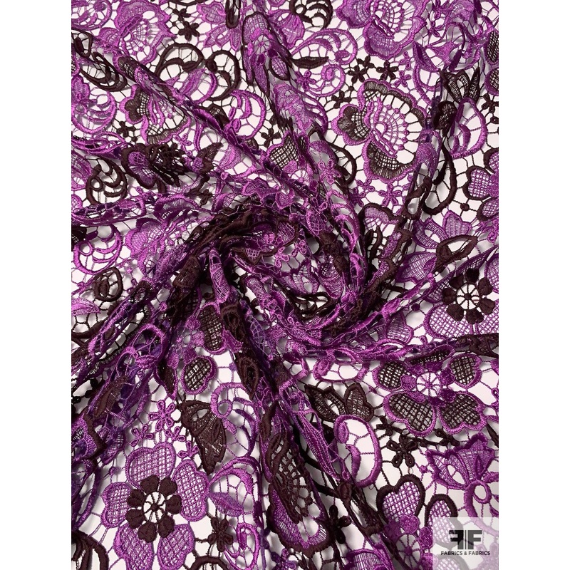 Ornate Floral Guipure Lace – Purple Orchid / Eggplant Fabric by the Yard