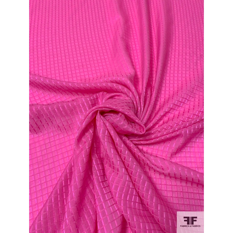 Shadow Plaid Silk and Cotton Voile – Berry Magenta Fabric by the Yard