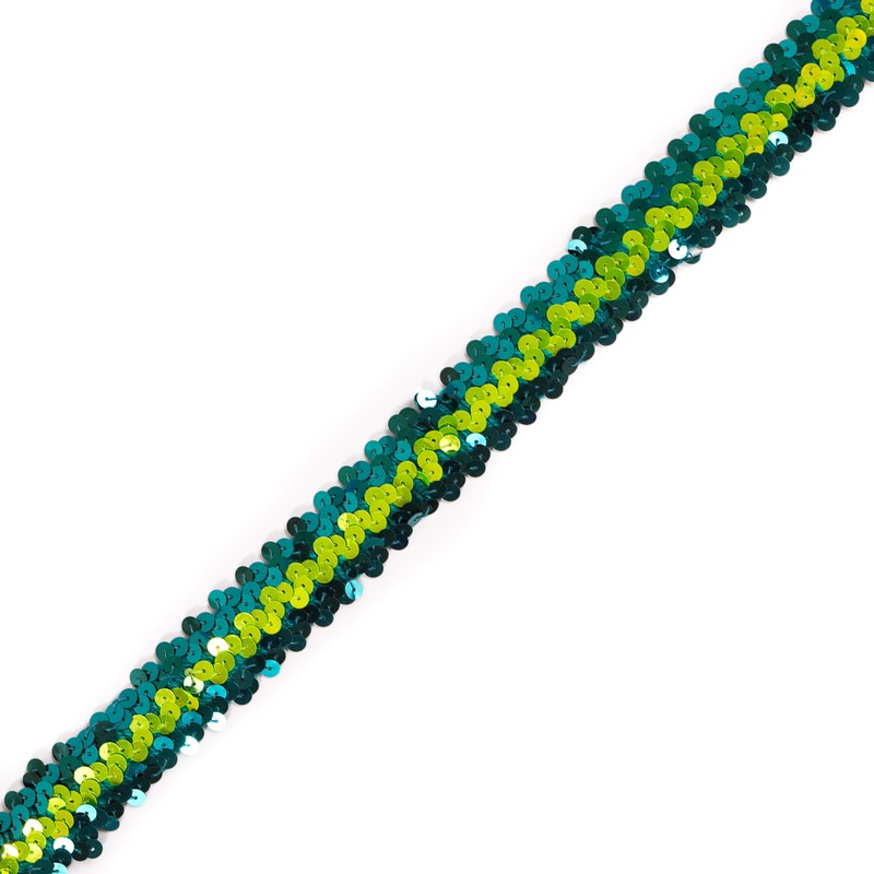 Teal/Green Stretch Sequin Trim – 1″