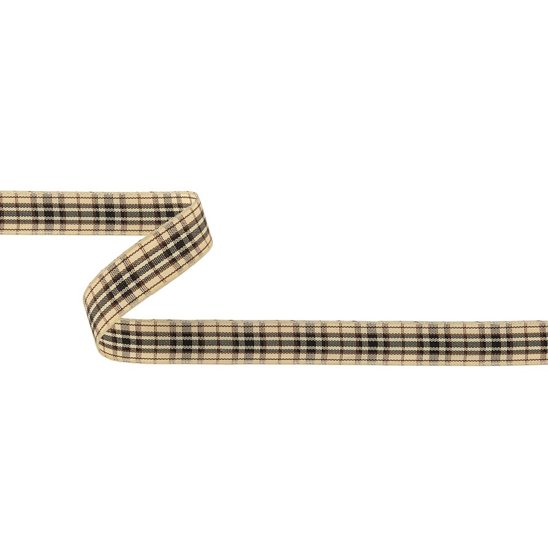 Vulcan, Brown and Vanilla Ice Plaid Woven Ribbon – 0.625″