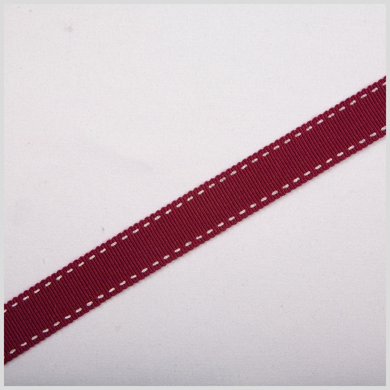 5/8″ Wine Stitched Grosgrain Ribbon