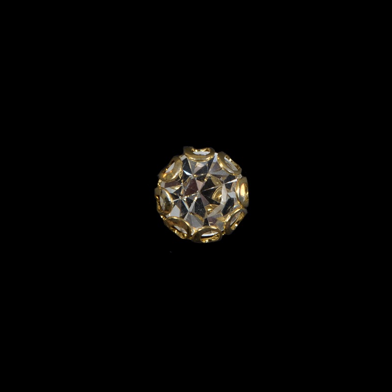 Crystal Rhinestone and Gold Metal Czech Button – 14L/9mm