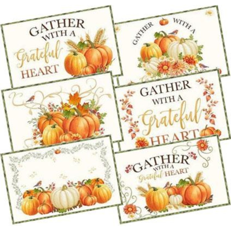 Gather with a Grateful Heart Placemat Kit – Makes 6 GREEN- 11″x18″ – Incl Panel, Binding & Backing