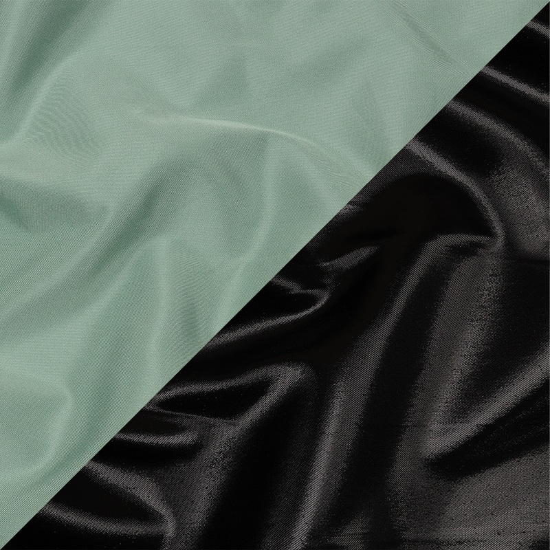 Olwyn Metallic Black and Glass Sea Double Faced Luxury Mikado