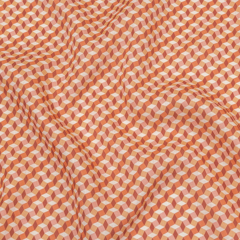 Pink, Creamsicle and Burgundy Diamond Illusion Medium Weight Linen Woven