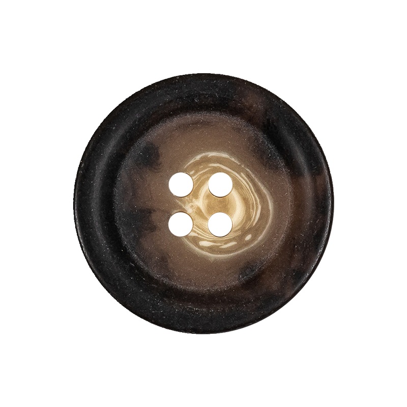 Demitasse and Beige Swirled Semitranslucent 4-Hole Plastic Button – 40L/25.5mm