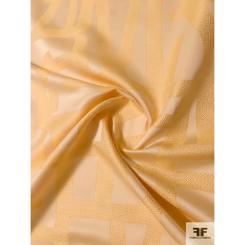 Geometric Lines Reversible Brocade – Golden Yellow / Pastel Yellow Fabric by the Yard