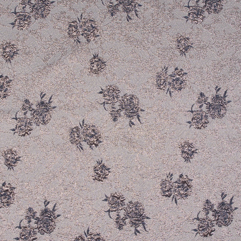 Rose Gold and Periwinkle Luxury Floral Metallic Brocade