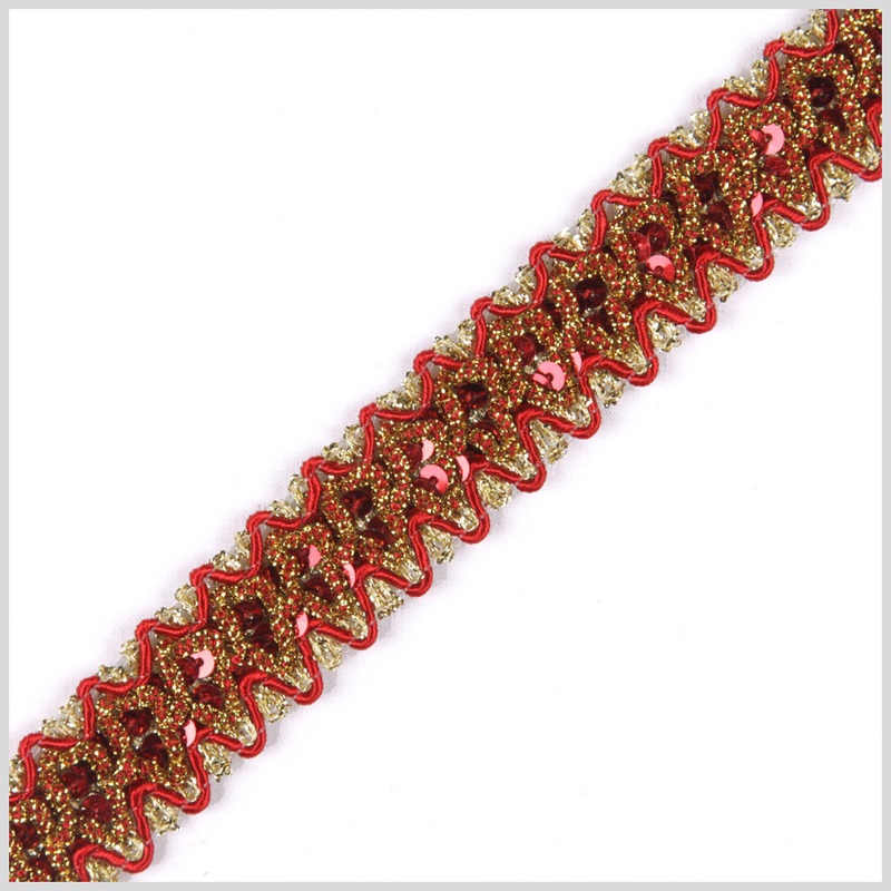 Antique Gold/Red Fancy Sequin Trim