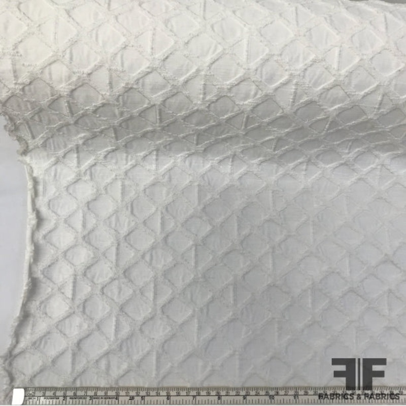 Crosshatch Jacquard Cotton – White Fabric by the Yard
