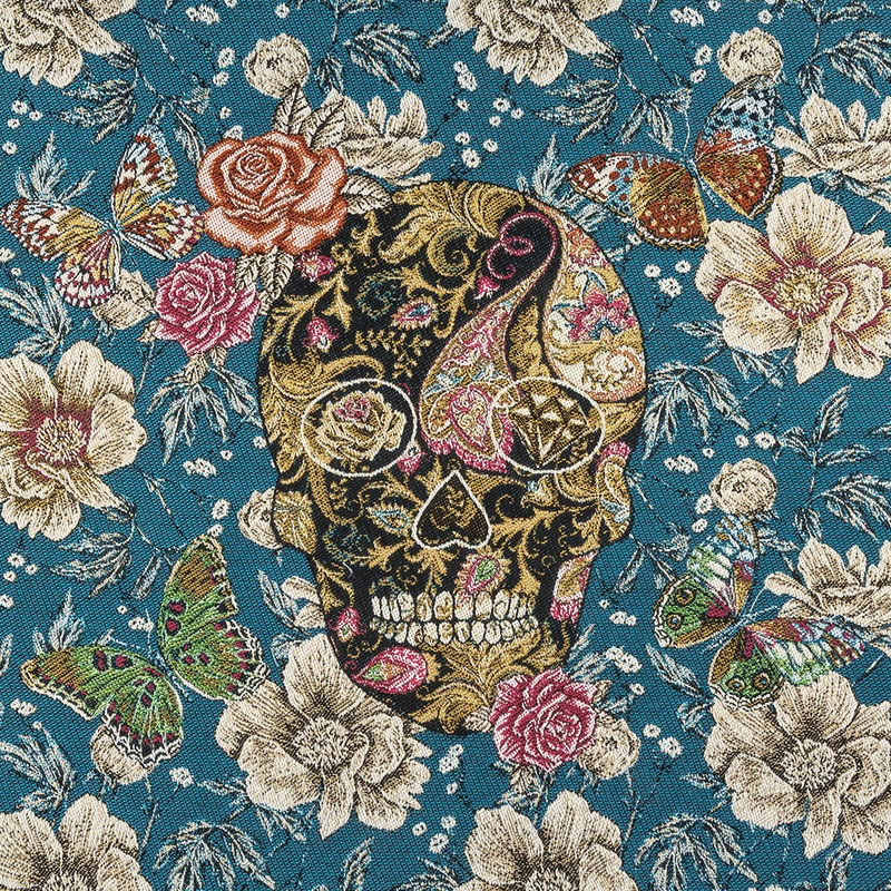 French Bleu Skull in Love Oversized Square Patch – 18.875″