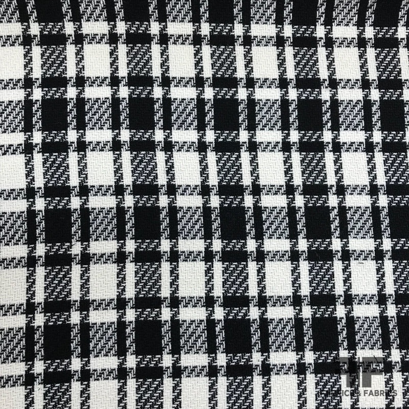 Italian Plaid Wool Tweed – Black/Off-White Fabric by the Yard