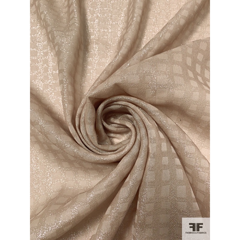 Made in Spain Geometric Sparkle Lurex Polyester Georgette – Warm Taupe Fabric by the Yard