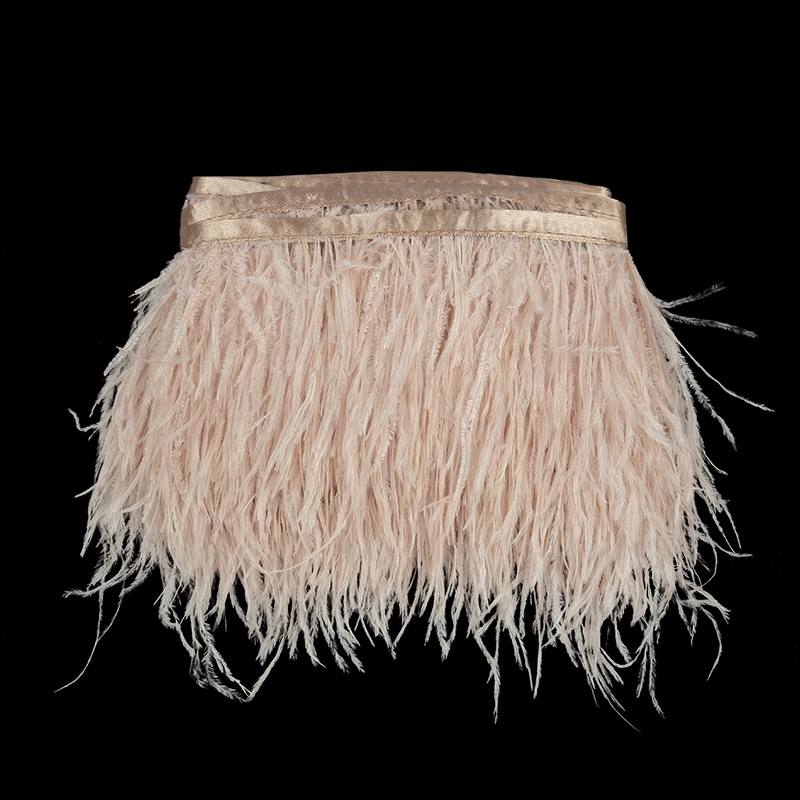 Ostrich Feather Fringe Trim 5″ Single Ply – Nude – Aviana Collection