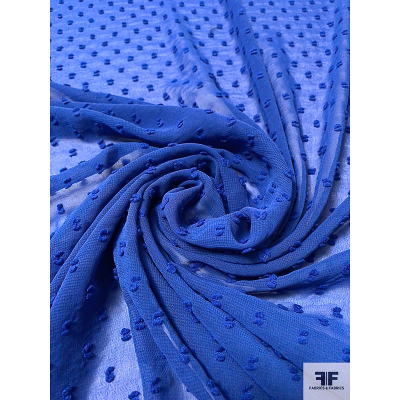 Swiss Dot Polyester Chiffon – Blue Fabric by the Yard