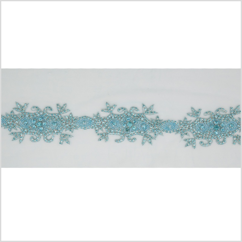 2.5″ Turquoise Fancy Beaded Rhinestone Trim