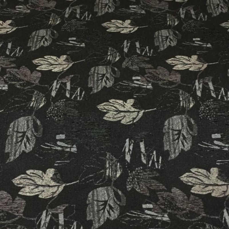 Burren Graphite Leaves Gray Upholstery Fabric Order Product