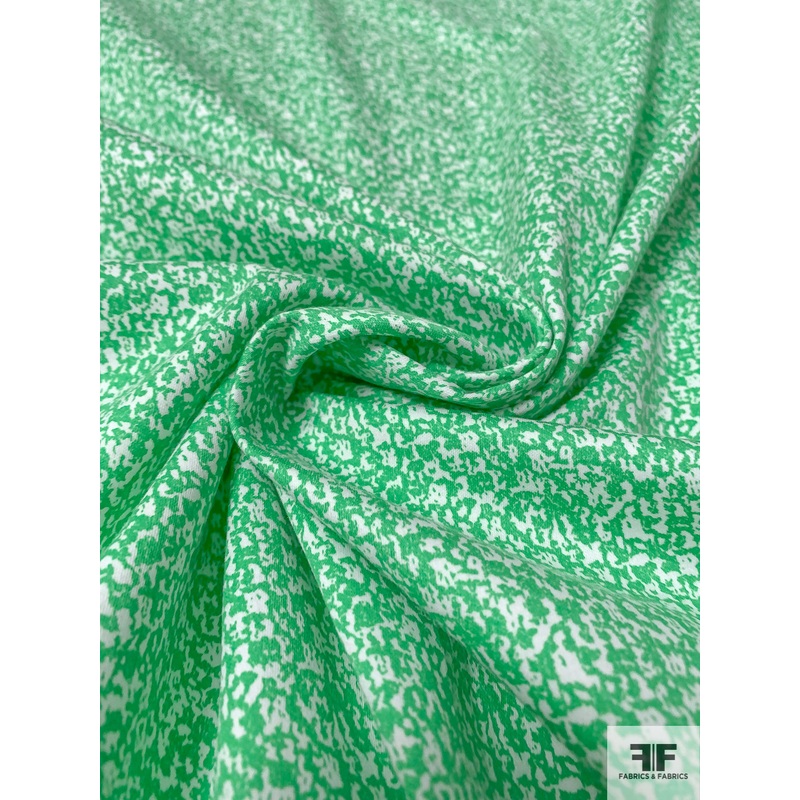 Condensed Graphic Printed Fine Cotton Twill – Summer Green / White Fabric by the Yard