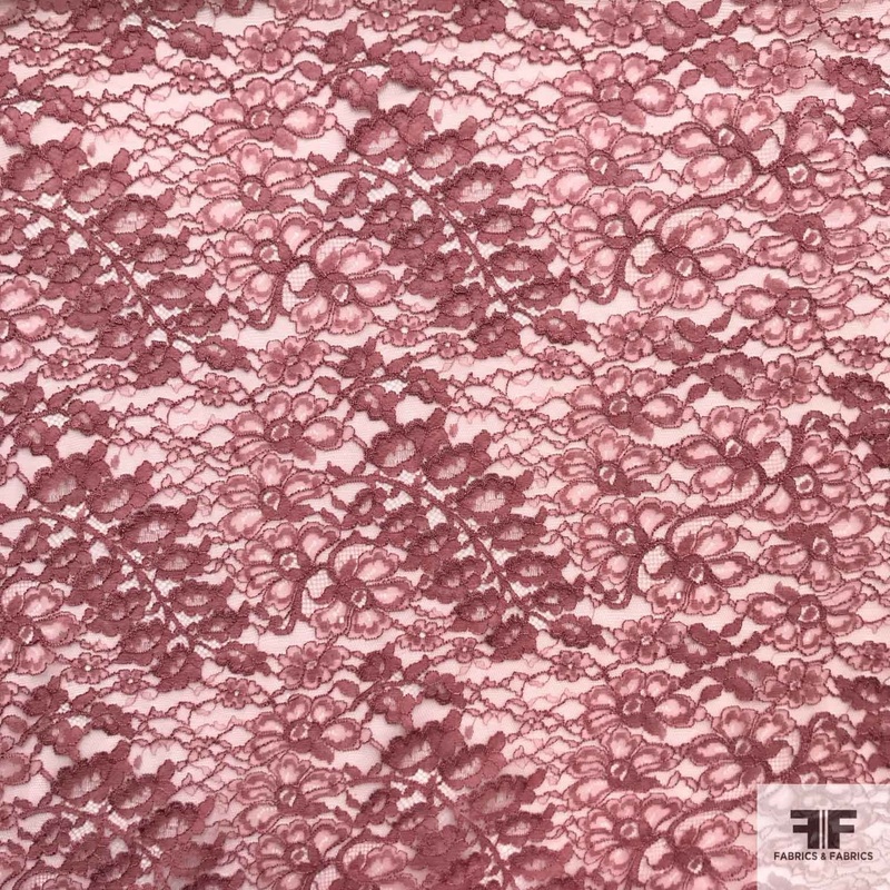 Double Scalloped Leavers Lace – Mauve Rose Fabric by the Yard