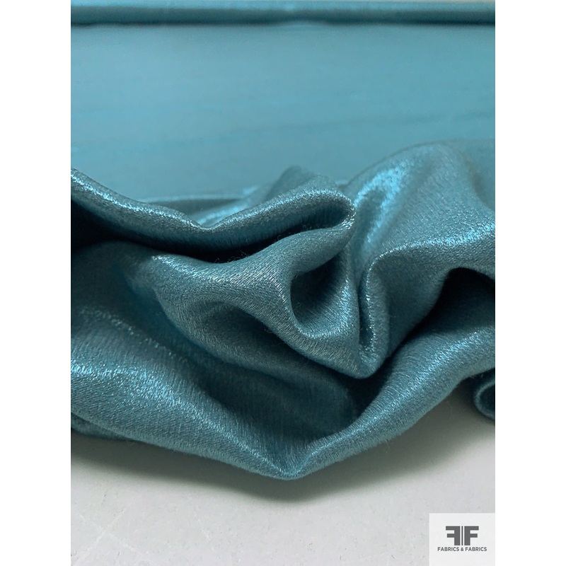 Italian Pann-Look Virgin Wool Blend Suiting – Aquamarine Blue Fabric by the Yard