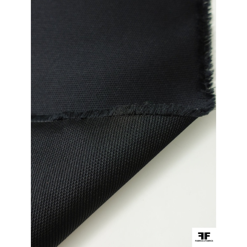 Made in Spain Polyester-Silk Textured Piqu Zibeline – Black Fabric by the Yard
