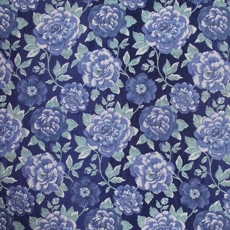Marine/Sage/Beige Floral Woven