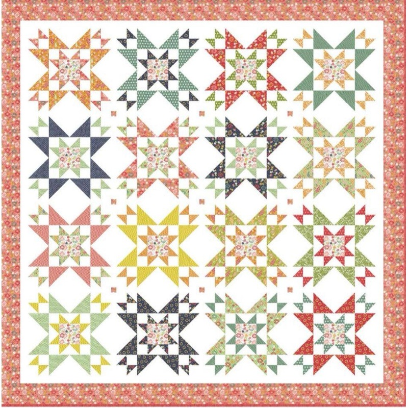 Raspberry Summer – Star Bright 2 Quilt Kit – 78″ x 78″ – Incl. Pattern & Binding