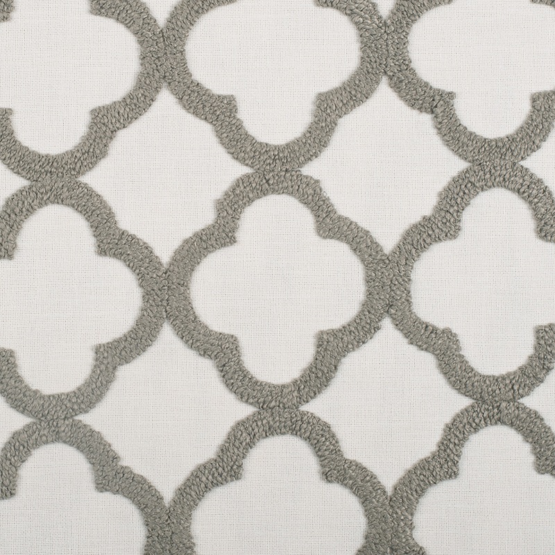 Shadow/White Classical Embroidered Linen-Like Polyester