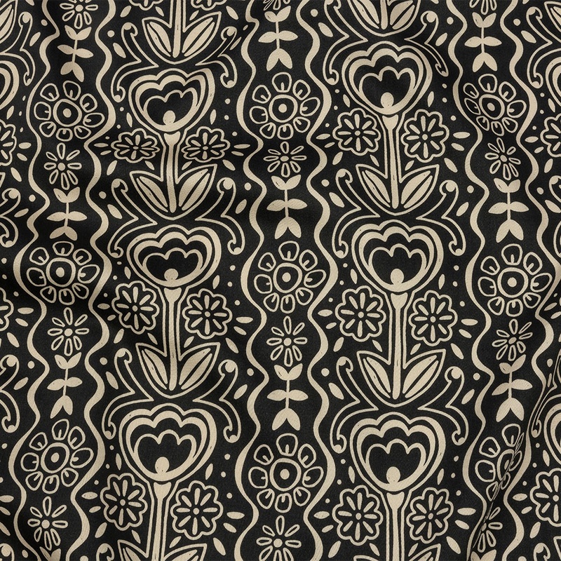 Stretch Cotton Sateen – Black and White Floral Rows – Park Avenue Print – Mood Exclusive Metro Collection