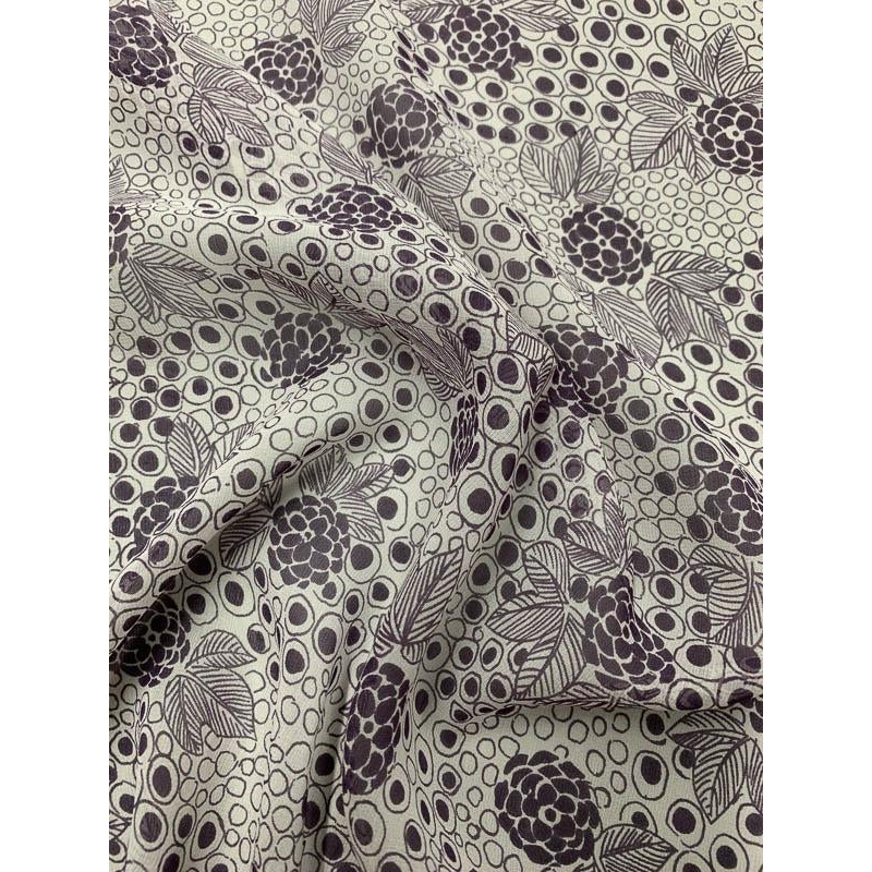 Berry Clusters Printed Silk Chiffon – Purple / White Fabric by the Yard