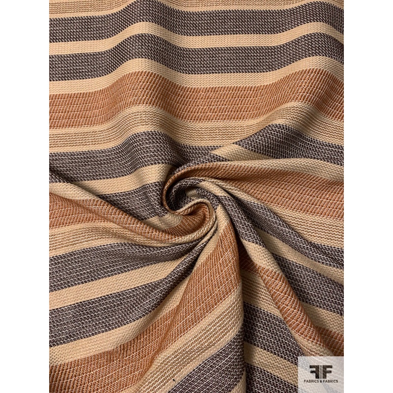 Horizontal Striped Raffia Suiting – Caramel / Tan / Brown Fabric by the Yard