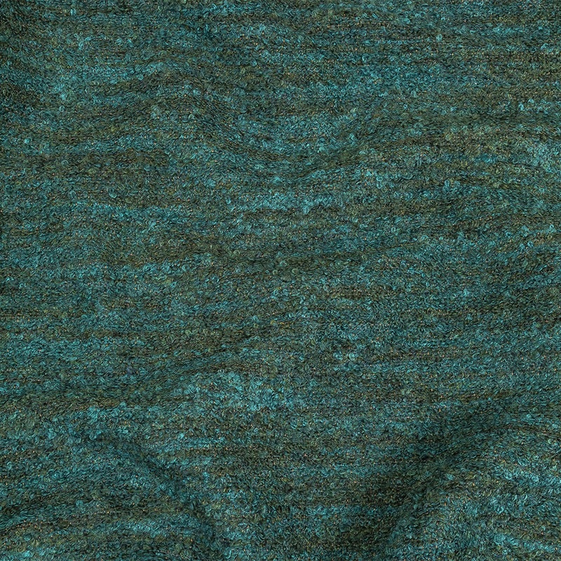 Marine Striated Acrylic and Cotton Boucle with Tan Woven Backing