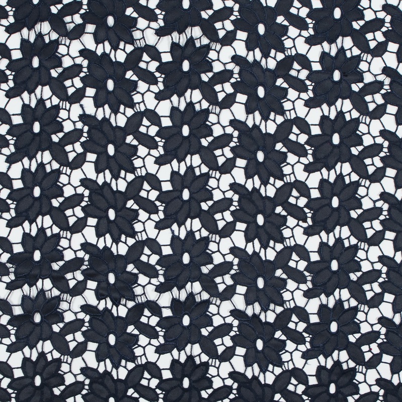 Faux Leather Cutout Lace – Black and Navy Floral
