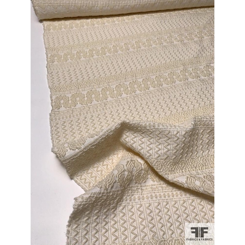 Italian Ethnic Patterned Matelass Novelty – Cream / Bone Fabric by the Yard